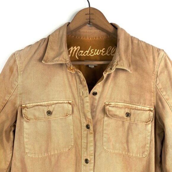 MADEWELL Tomboy Work Shirt in Yellow Denim 100% Cotton SZ S - Picture 6 of 7